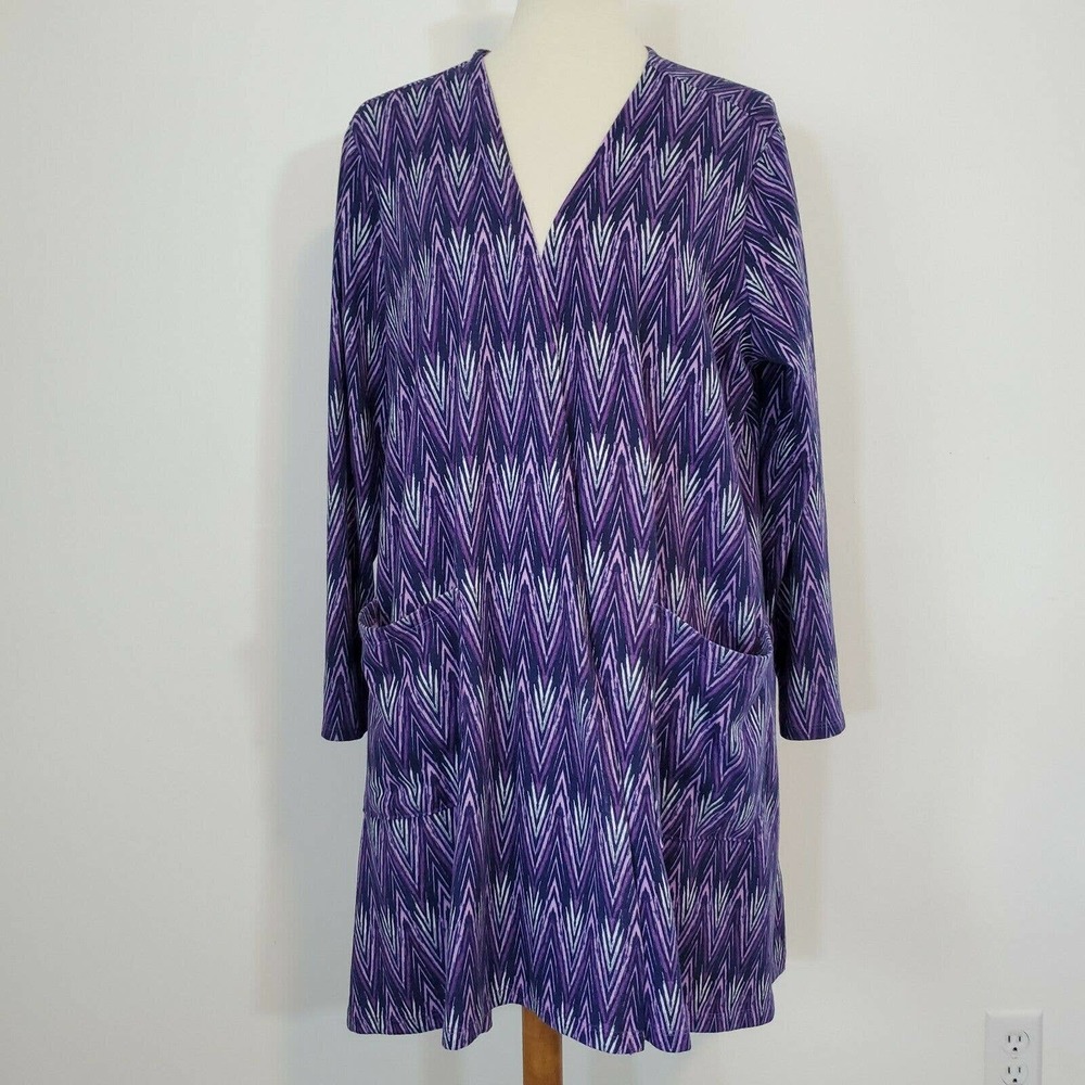 V-Neck Purple Patterned Long Sleeve Women's Sweater